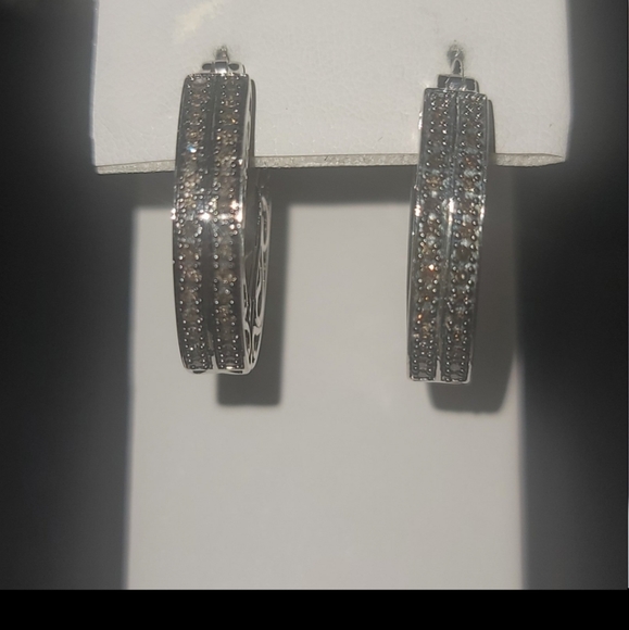 E44 Mocha Diamonds Oval Hoop Earrings - Picture 1 of 5